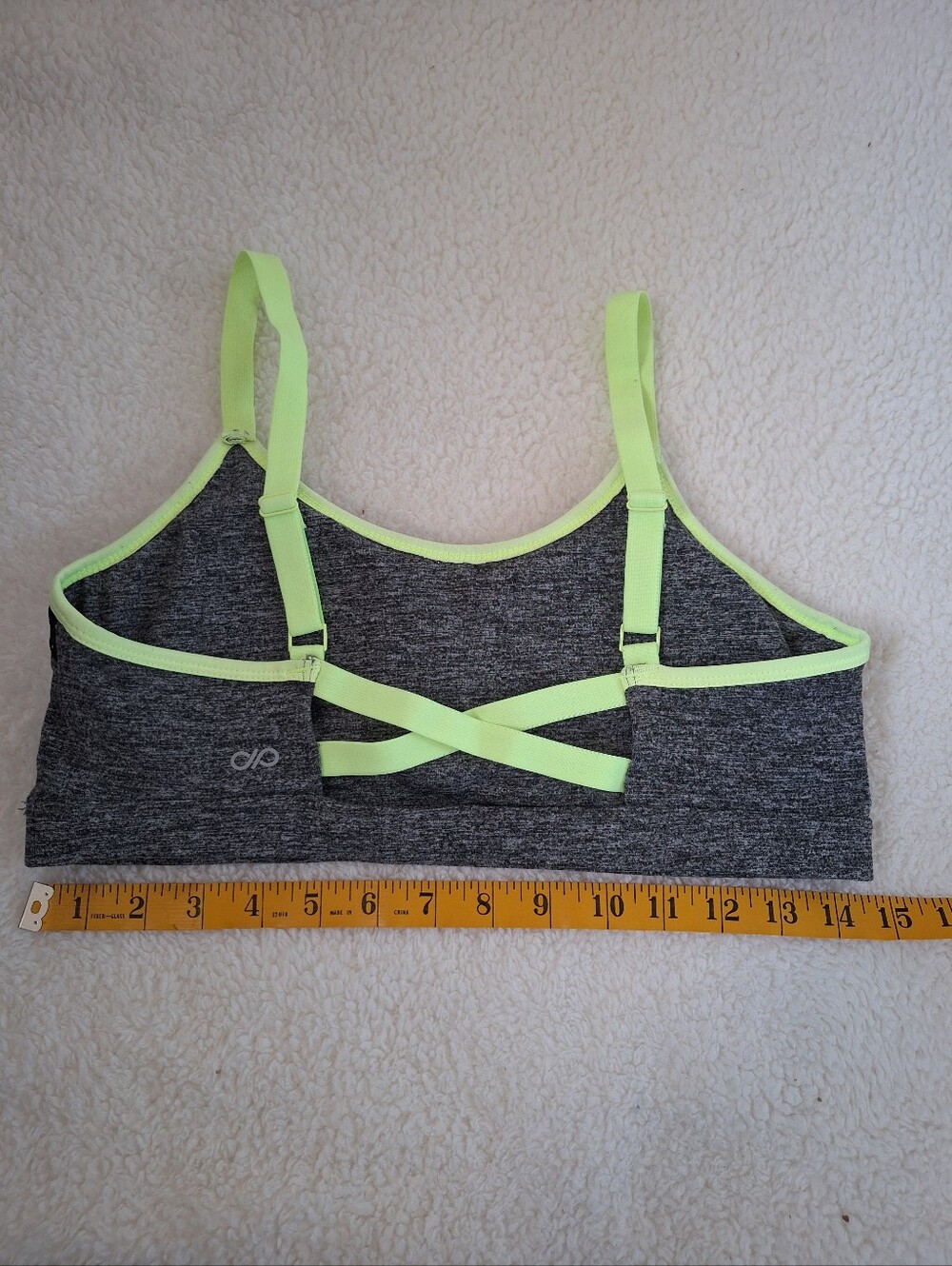 3/$20 Infinitely Strong Heathered Gray Sports Bra Bralette Neon Strappy Back